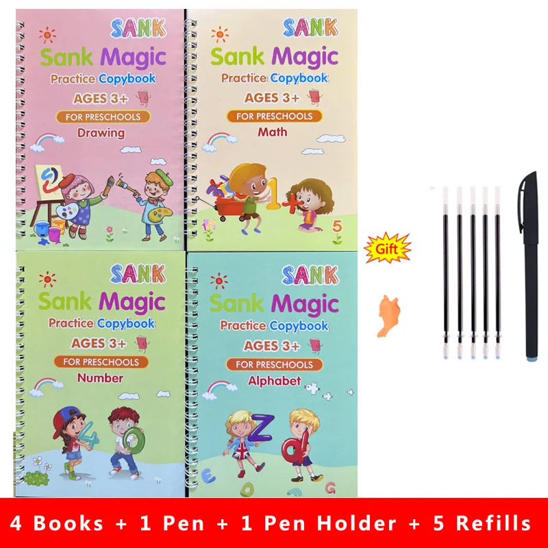 Sank Magic Practice Copybook Pen Preschools Kids Calligraphy English Verison Free Wiping Children Reusable Writing Book