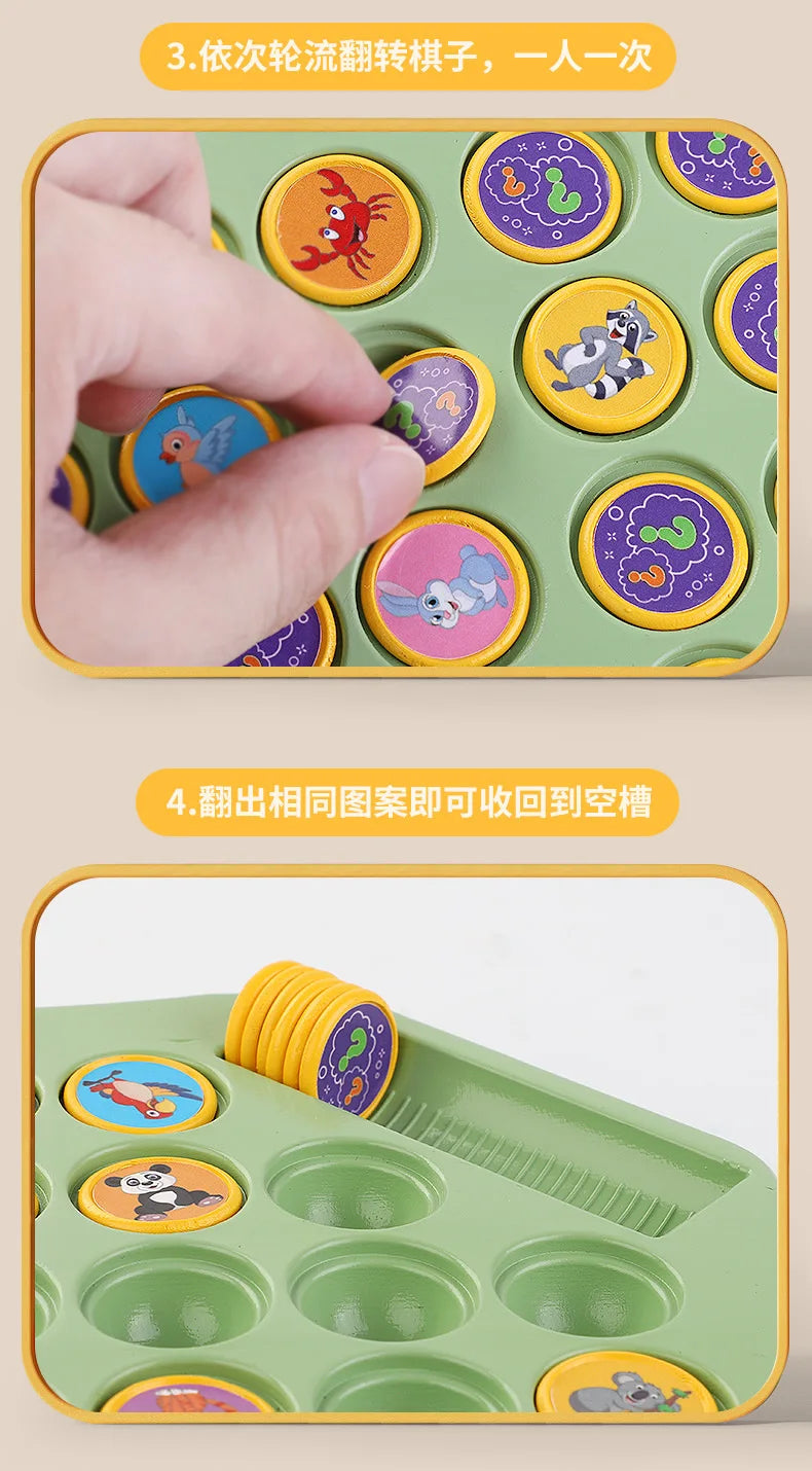 Animal Fruit Flip Chess Board Game Logical Thinking Cognitive Animal Memory Matching Chess Parent-child Interactive Game Toys