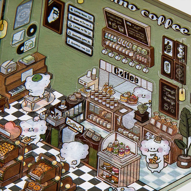 Cartoon 3D Landscaping Stickers Miniature Scene Kawaii Stickers DIY Simulated Cabin Stickers School Accessories for Kids Gifts