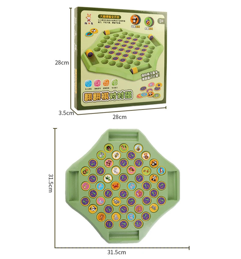Animal Fruit Flip Chess Board Game Logical Thinking Cognitive Animal Memory Matching Chess Parent-child Interactive Game Toys