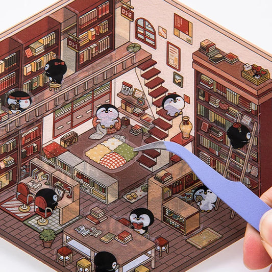 Cartoon 3D Landscaping Stickers Miniature Scene Kawaii Stickers DIY Simulated Cabin Stickers School Accessories for Kids Gifts