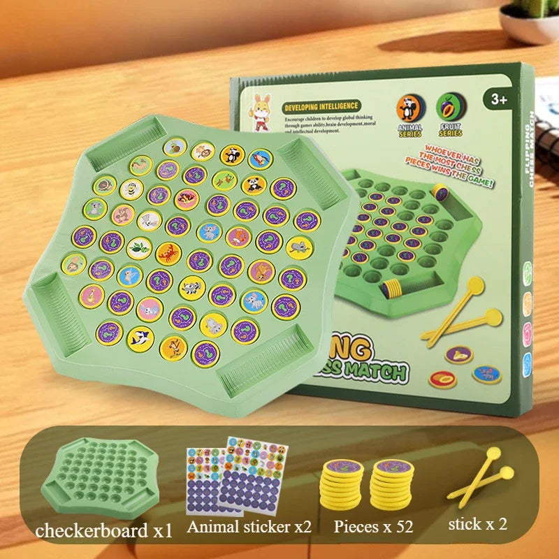 Animal Fruit Flip Chess Board Game Logical Thinking Cognitive Animal Memory Matching Chess Parent-child Interactive Game Toys